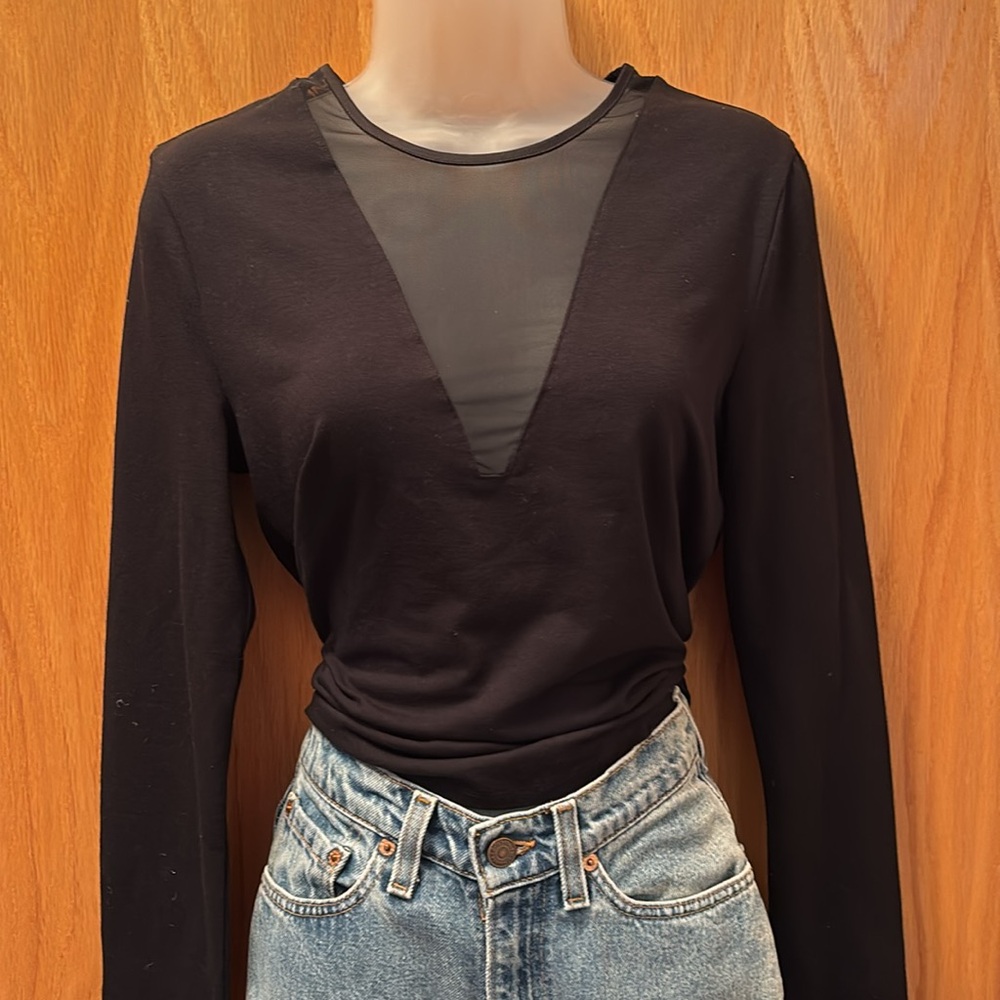 Express Black Comfy V-Neck Long Sleeved T-Shirt NWOT